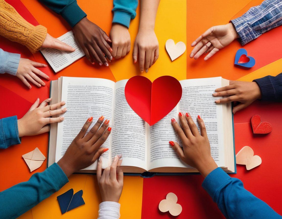 A vibrant, dynamic collage showcasing diverse alternative relationships, featuring couples of various orientations, ethnicities, and lifestyles in joyful and intimate moments. Include symbols of discussion and exploration like open books, heart icons, and interconnected hands. The background should reflect warmth and inclusivity with abstract designs. Bright, engaging colors to evoke a sense of freedom and exploration. super-realistic. vibrant colors. abstract background.